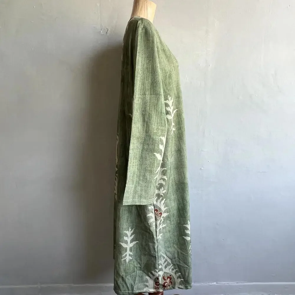 Unbranded Women's Size  XL 2XL XXL Pale Green Bohemian Maxi Dress Long Sleeve - Picture 3 of 9